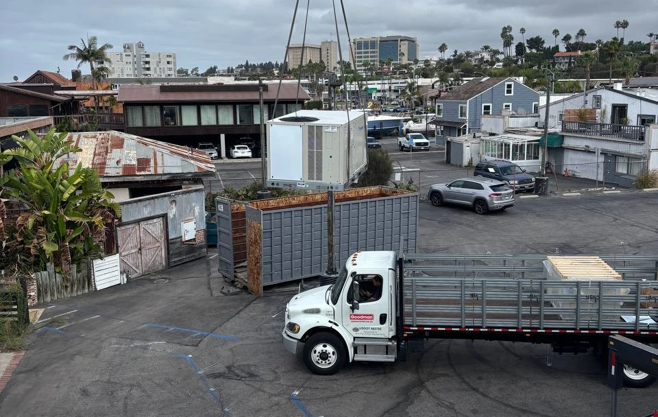 HVAC package Installation with Crane